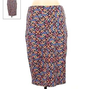 LulaRoe Geometric Cassie Pencil Skirt Women's Large L Stretch Wide Waistband EUC